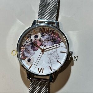 Olivia Burton Marble Florals Watch With 38mm White Floral Face